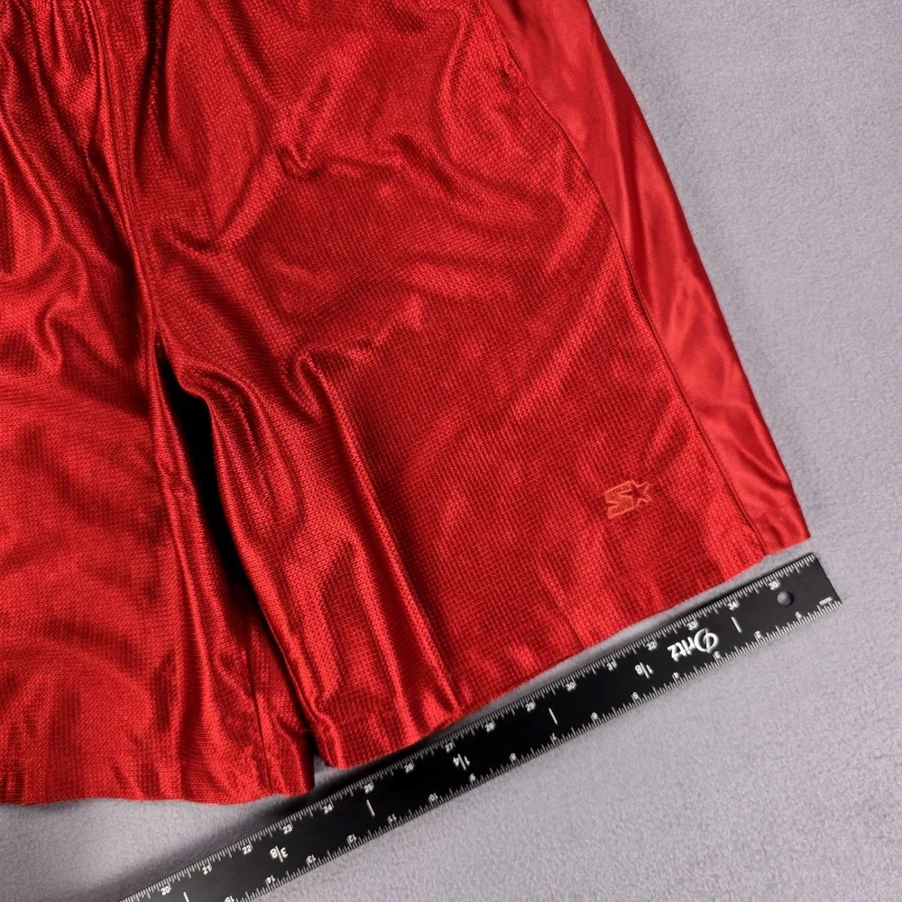 Starter Dazzle Shorts Red XL Basketball Silky Shiny‎ Shimmer Drizzle